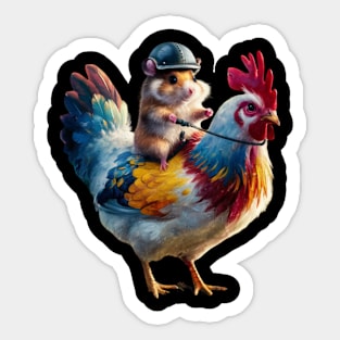 Hamster Riding a Chicken Sticker